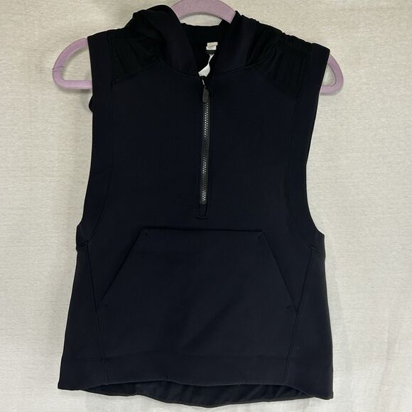 lululemon athletica Tops - Lululemon Re-form 1/4 Zip Black Hooded Vest Jacket Women's Size 4 Hooded